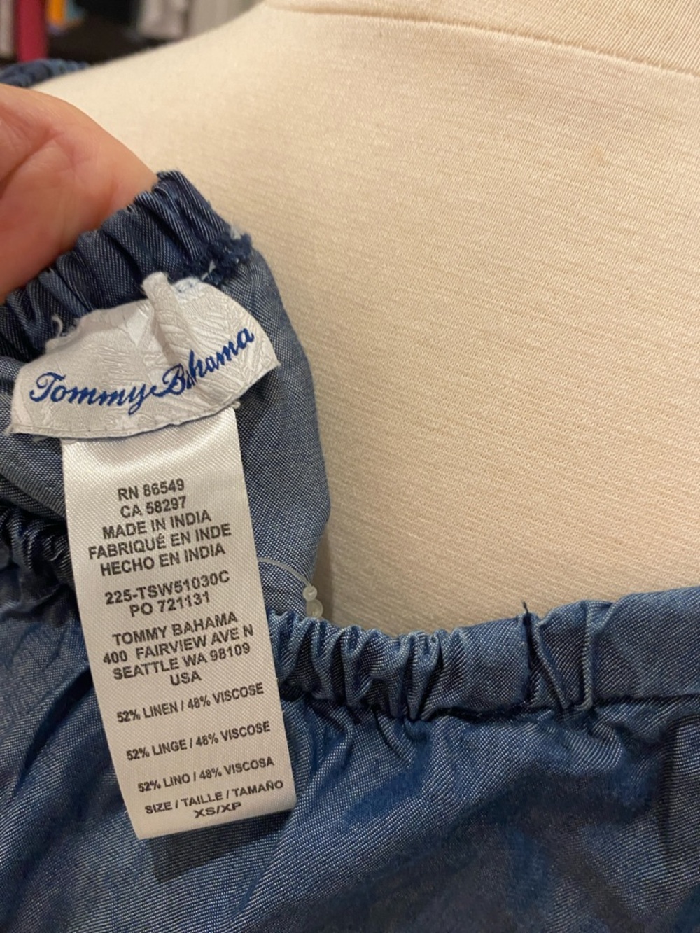 NWT Tommy Bahama chambray dress Xs - Picture 6 of 6